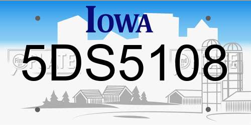 5DS5108 Iowa License Plate