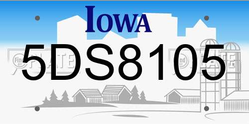 5DS8105 Iowa License Plate
