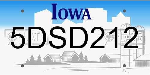 5DSD212 Iowa License Plate