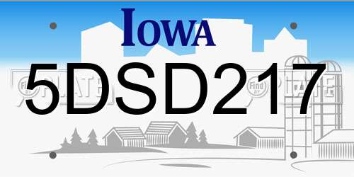 5DSD217 Iowa License Plate