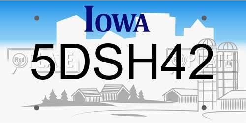 5DSH42 Iowa License Plate