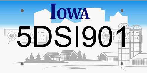 5DSI901 Iowa License Plate