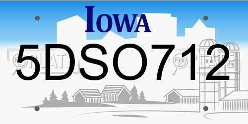 5DSO712 Iowa License Plate