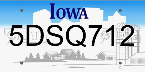 5DSQ712 Iowa License Plate