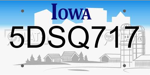 5DSQ717 Iowa License Plate
