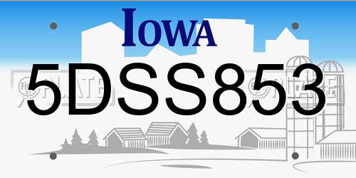 5DSS853 Iowa License Plate