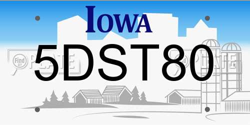 5DST80 Iowa License Plate