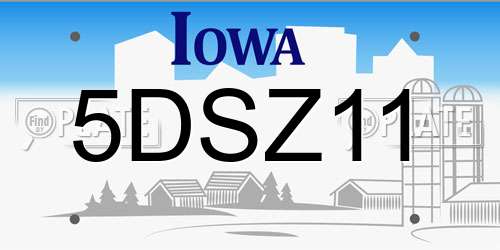 5DSZ11 Iowa License Plate