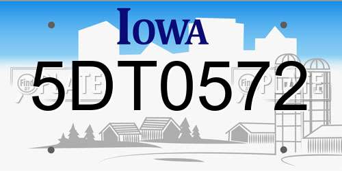 5DT0572 Iowa License Plate