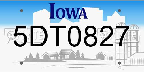 5DT0827 Iowa License Plate