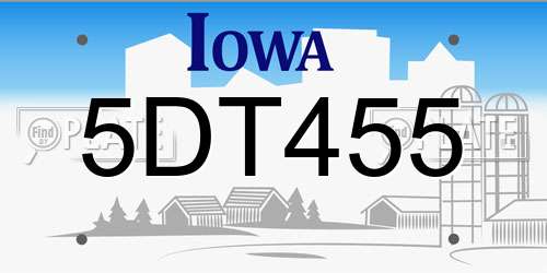 5DT455 Iowa License Plate