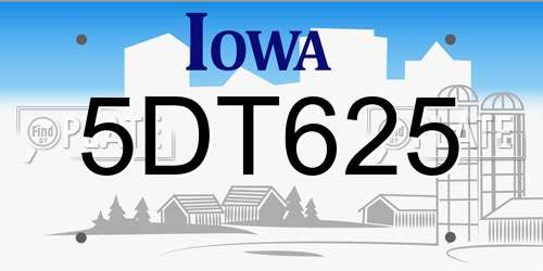 5DT625 Iowa License Plate
