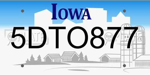 5DTO877 Iowa License Plate