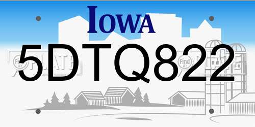 5DTQ822 Iowa License Plate