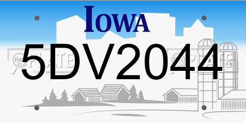 5DV2044 Iowa License Plate