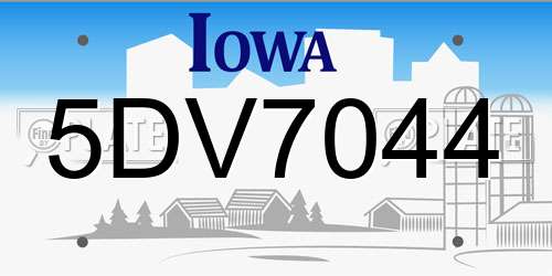 5DV7044 Iowa License Plate