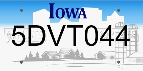 5DVT044 Iowa License Plate