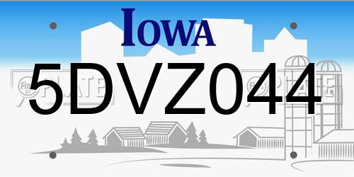 5DVZ044 Iowa License Plate