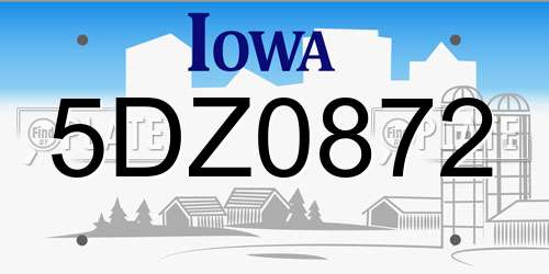 5DZ0872 Iowa License Plate
