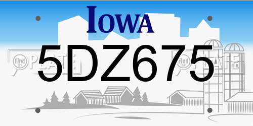 5DZ675 Iowa License Plate