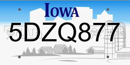 5DZQ877 Iowa License Plate