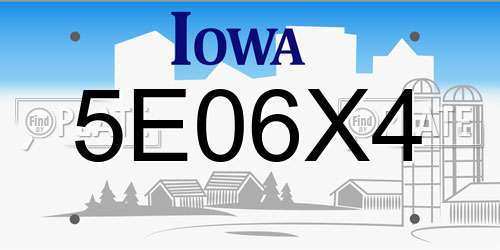 5E06X4 Iowa License Plate