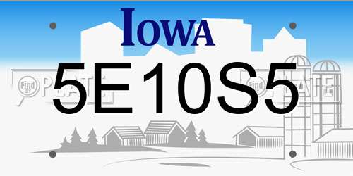 5E10S5 Iowa License Plate
