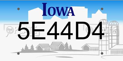 5E44D4 Iowa License Plate