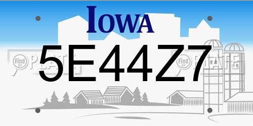 5E44Z7 Iowa License Plate