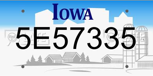 5E57335 Iowa License Plate