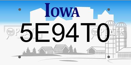 5E94T0 Iowa License Plate