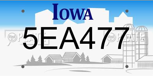 5EA477 Iowa License Plate