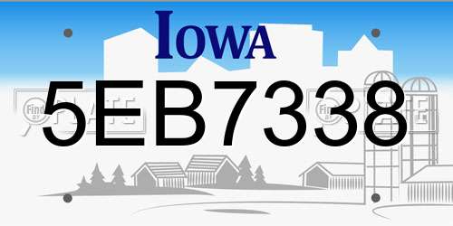 5EB7338 Iowa License Plate