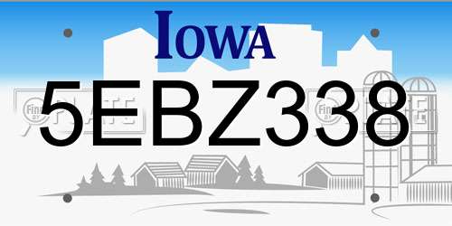 5EBZ338 Iowa License Plate
