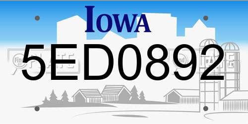 5ED0892 Iowa License Plate