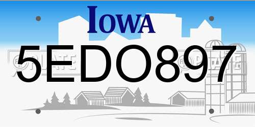 5EDO897 Iowa License Plate