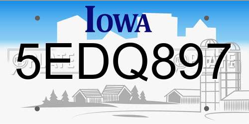5EDQ897 Iowa License Plate