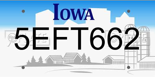 5EFT662 Iowa License Plate