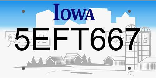 5EFT667 Iowa License Plate