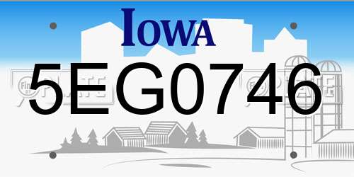 5EG0746 Iowa License Plate