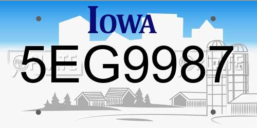 5EG9987 Iowa License Plate