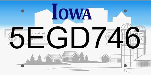 5EGD746 Iowa License Plate