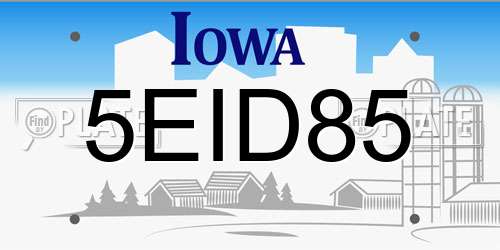 5EID85 Iowa License Plate