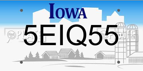 5EIQ55 Iowa License Plate