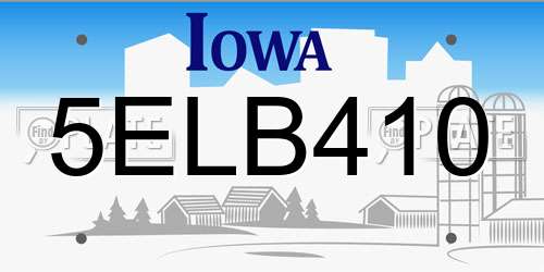 5ELB410 Iowa License Plate