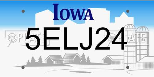5ELJ24 Iowa License Plate