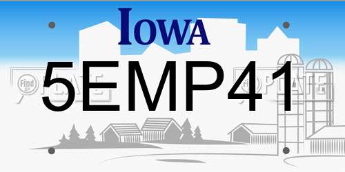 5EMP41 Iowa License Plate