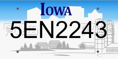 5EN2243 Iowa License Plate
