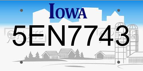 5EN7743 Iowa License Plate