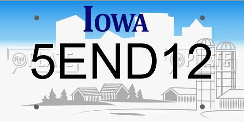 5END12 Iowa License Plate